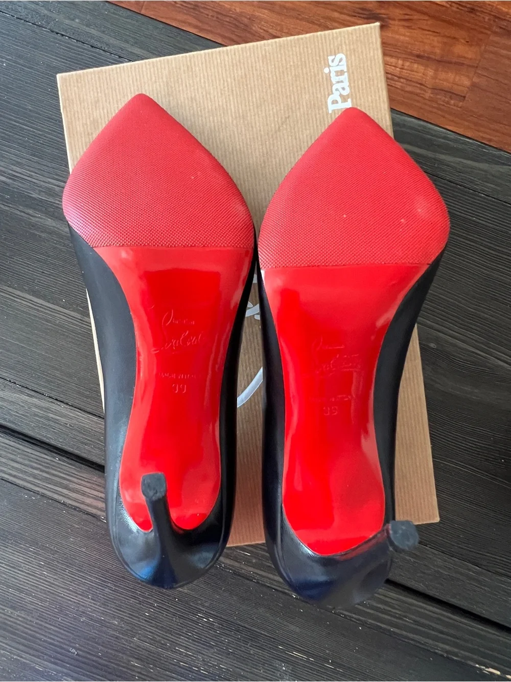 Christian Louboutin Pigalle Follies 100 Napa Shiny Black Leather Pointed Pumps
